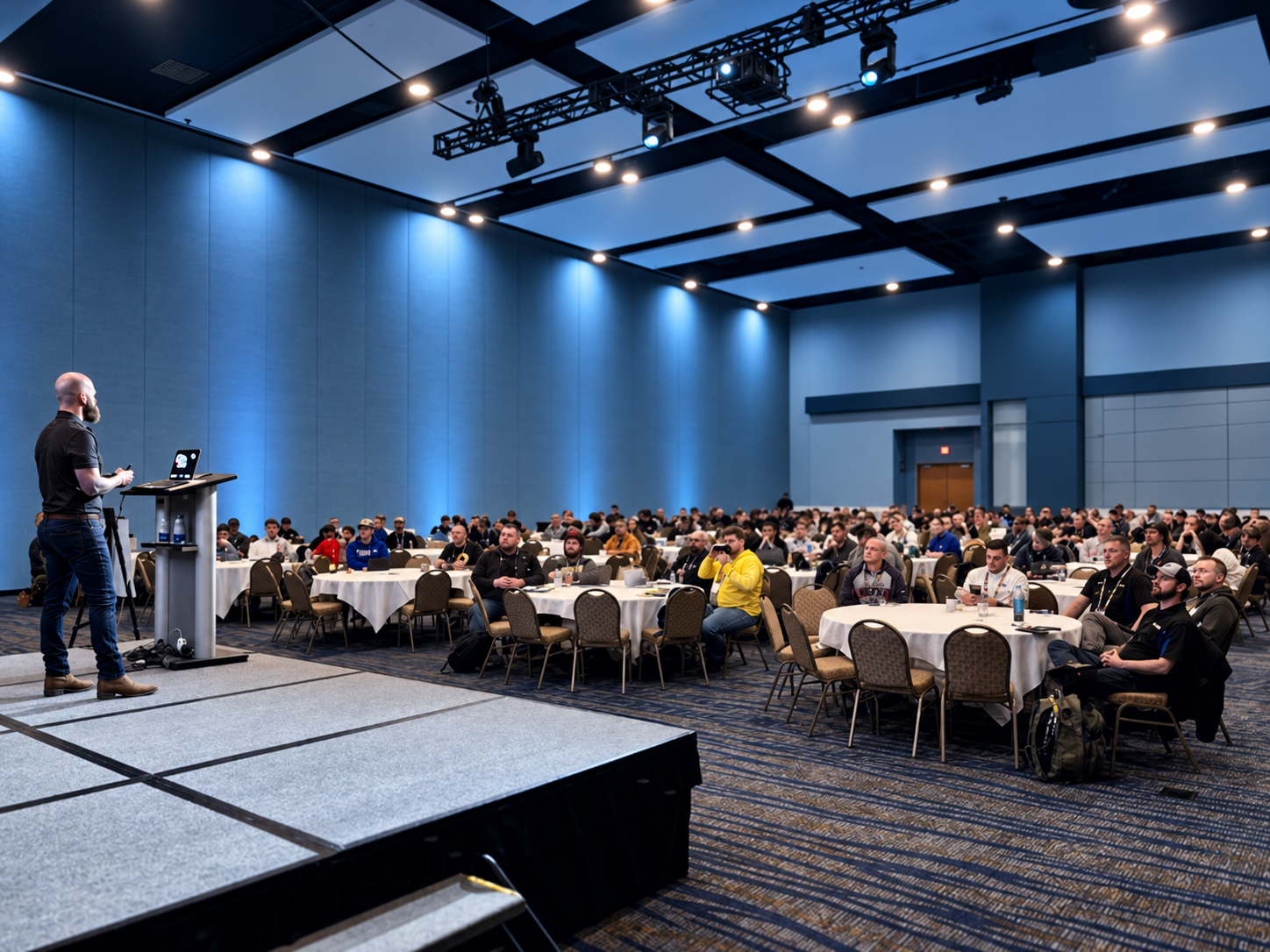 A Limitless Leadership speaker presenting to a full conference room